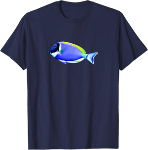 Powder Blue Tang Saltwater Reef Aquarium Shirt T-Shirt - T-Shirt | Navy