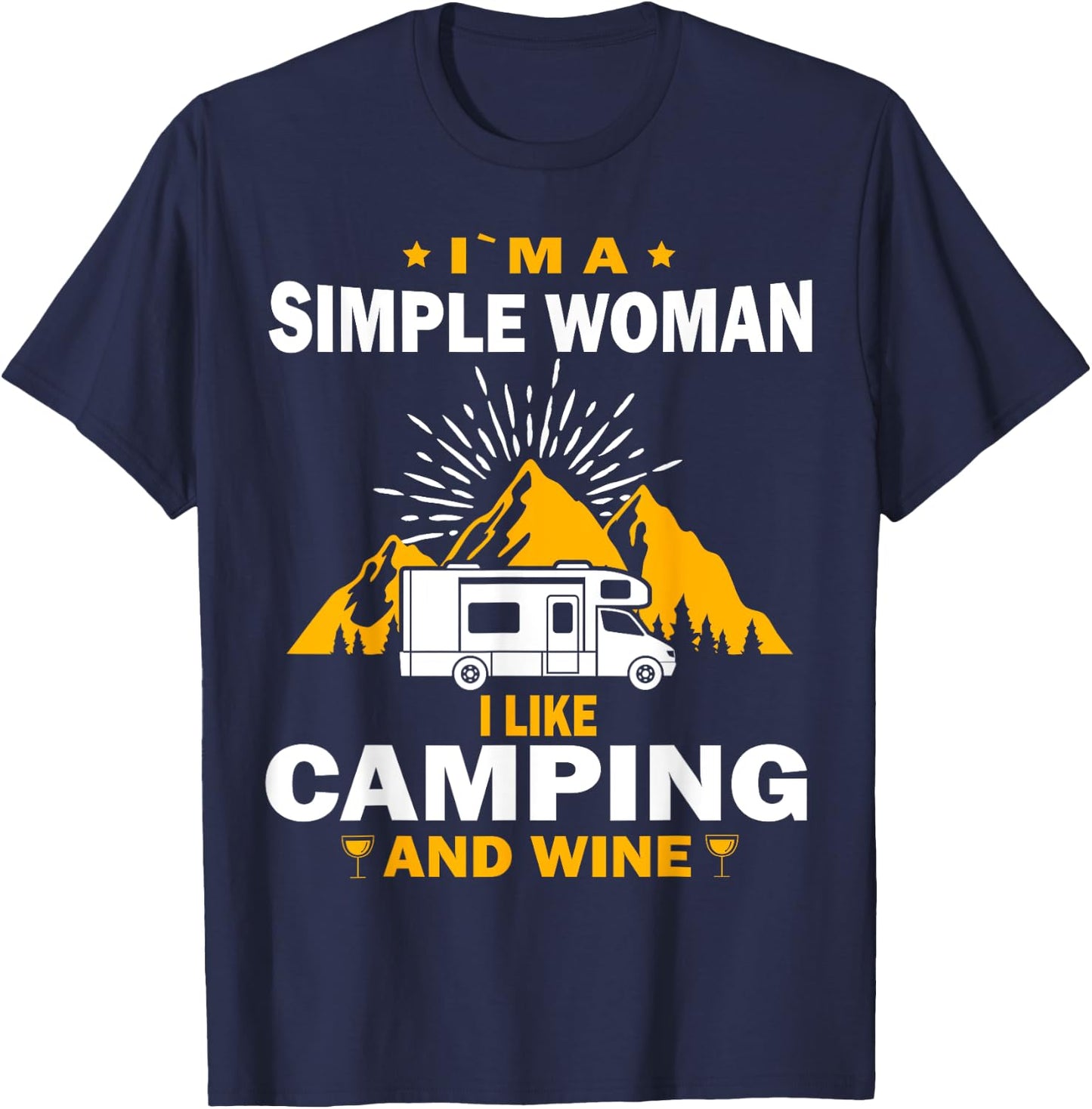 camping drinking vacation motorhome Camping and wine T-Shirt - T-Shirt | Navy