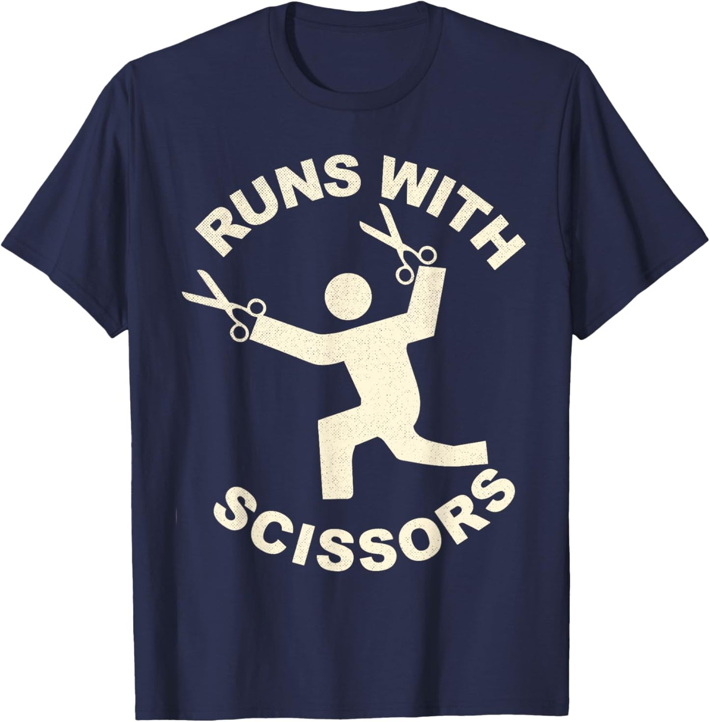 Runs with Scissors Funny Dangerous Stick Figure T-Shirt - T-Shirt | Navy