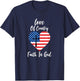 Patriotic Christian Faith In God Heart Cross American Flag T-Shirt - T-Shirt | Navy