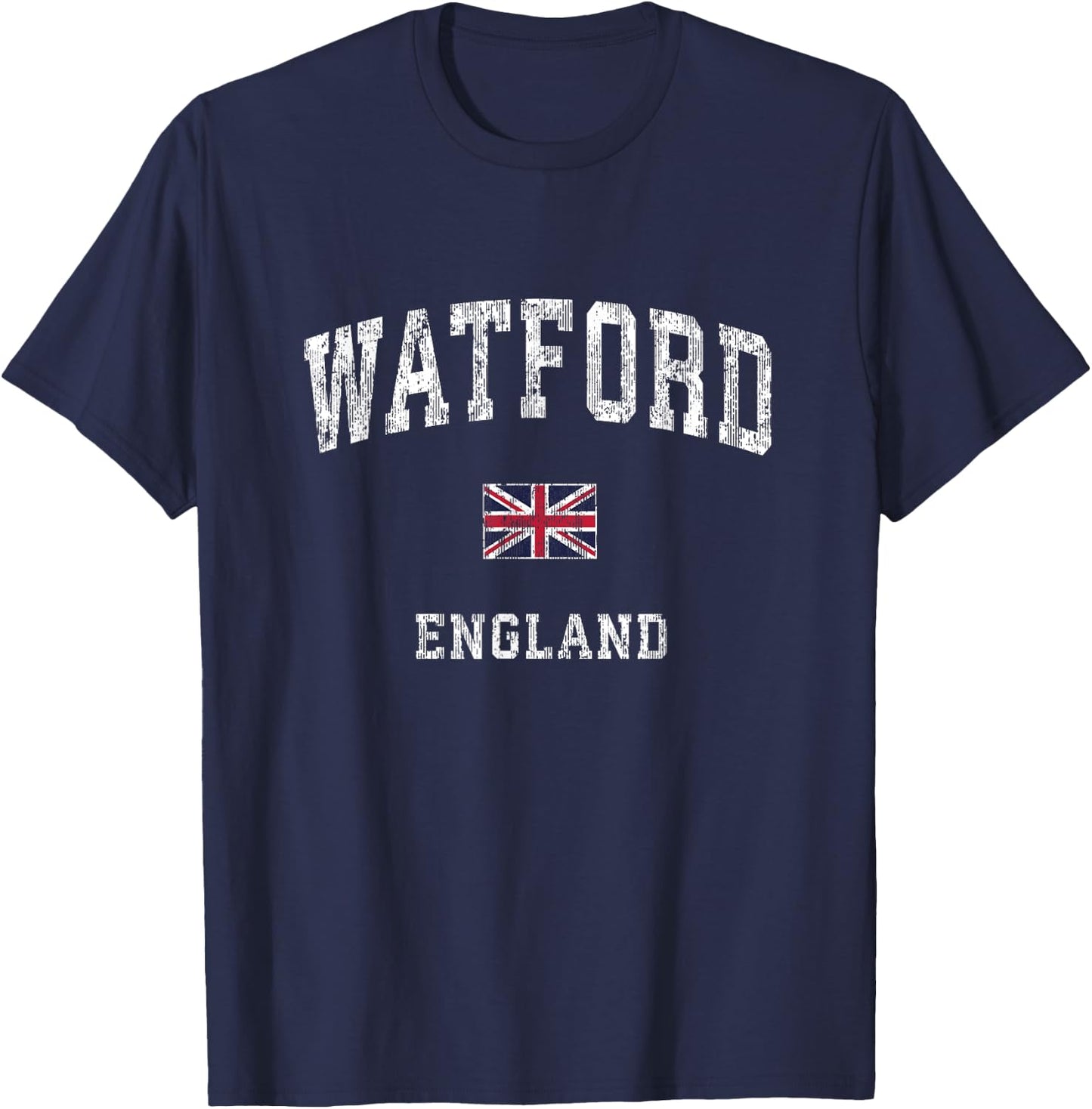 Watford England Vintage Athletic Sports Design T-Shirt - T-Shirt | Navy