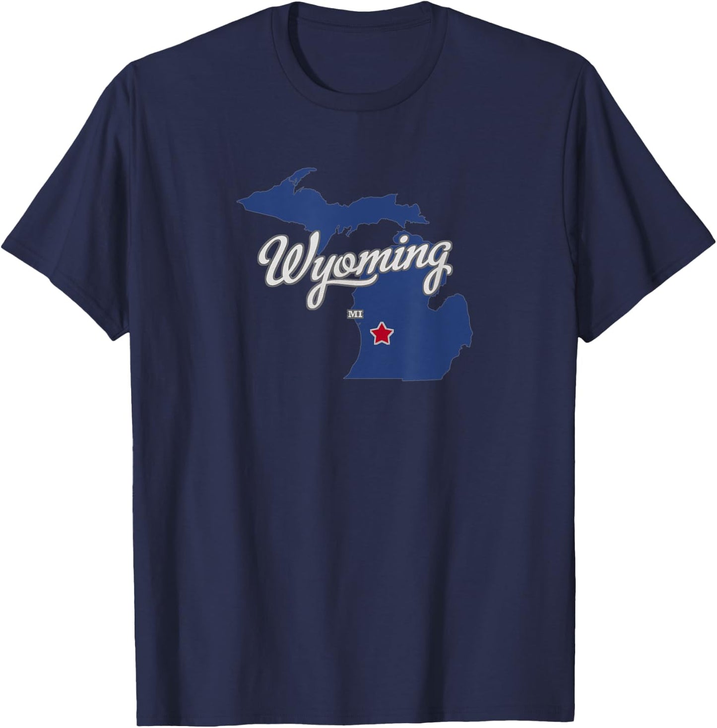 Wyoming Michigan MI Map T-Shirt - T-Shirt | Navy