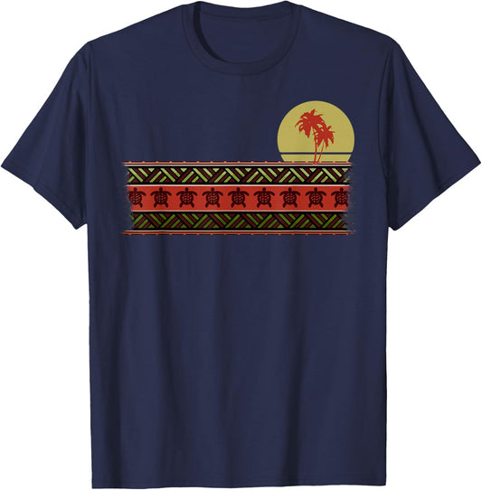Hawaii Sea Turtle Maori Tribal New Zealand Polynesian Sun II T-Shirt - T-Shirt | Navy