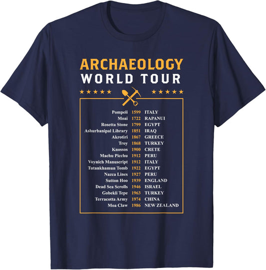Archaeology World Tour Archaeologist Gift T-Shirt - T-Shirt | Navy