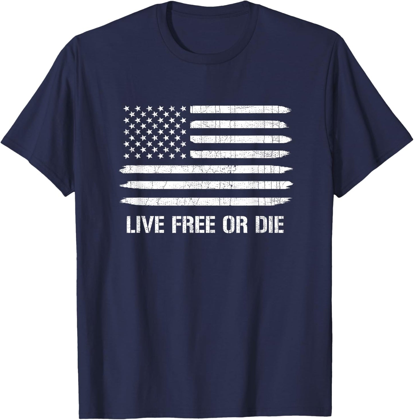Live Free or Die 2nd Amendment American Flag T-Shirt - T-Shirt | Navy
