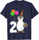Penguin Birthday 2 Penguin 2nd Birthday Outfit Penguin Party T-Shirt - T-Shirt | Navy
