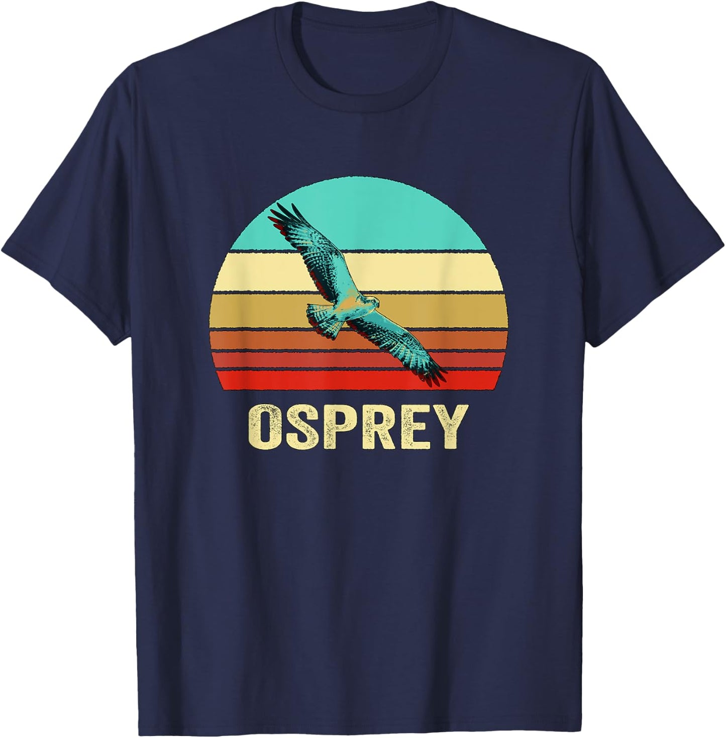 Vintage Retro Style Sunset Osprey T-Shirt - T-Shirt | Navy