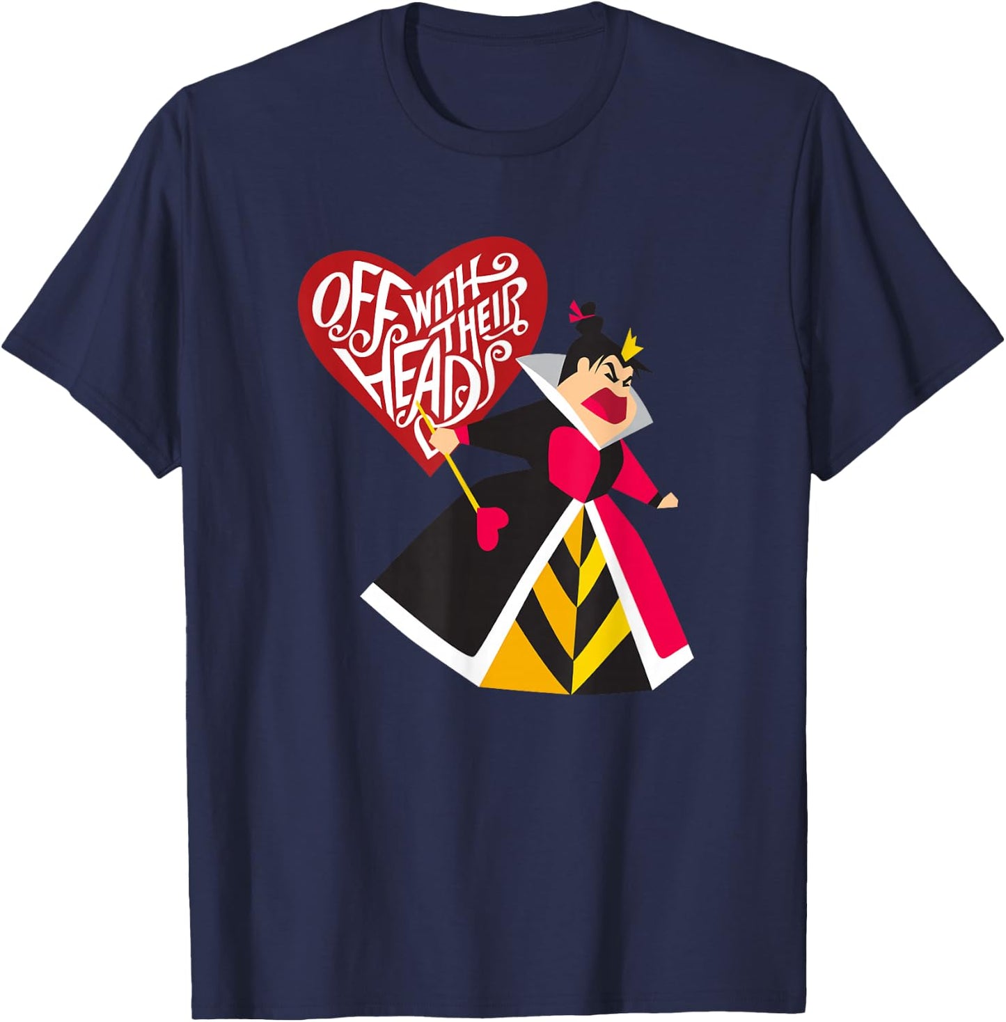 Alice in Wonderland Queen of Hearts Off with Their Heads T-Shirt - T-Shirt | Navy