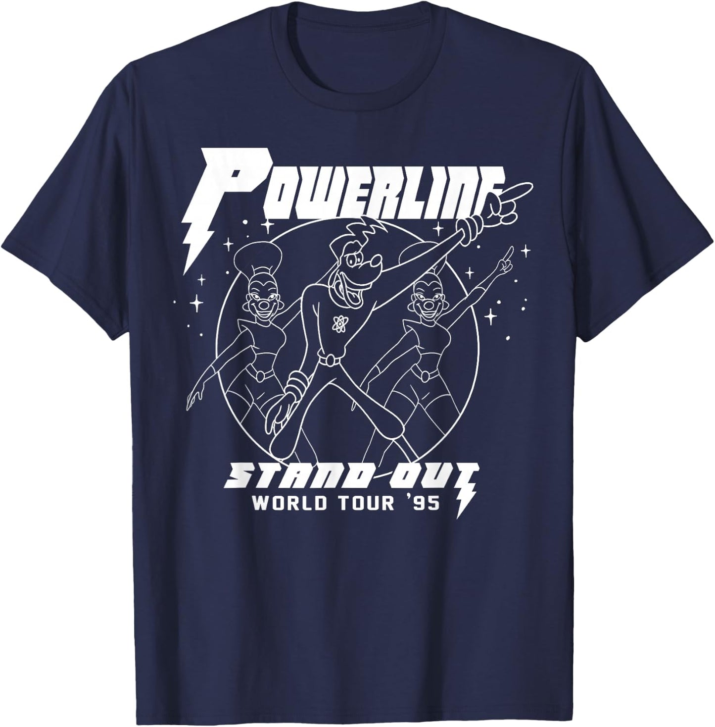 Disney A Goofy Movie Powerline World Tour Outline Poster T-Shirt - T-Shirt | Navy