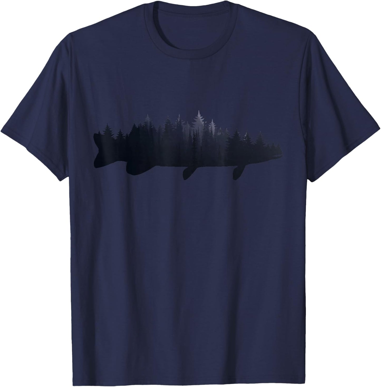 Musky Pike Fishing Forest Fish Nature Outdoor Fisherman T-Shirt - T-Shirt | Navy