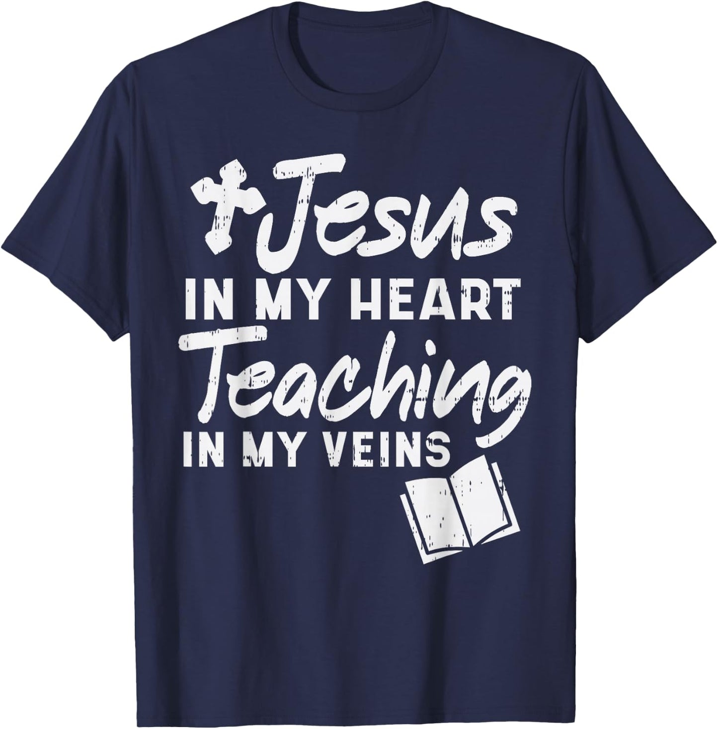 Jesus Heart Teaching Veins Teacher God Faith Christian Gift T-Shirt - T-Shirt | Navy