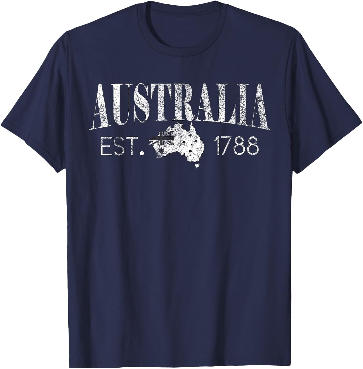 Vintage Australian map, Australian flag, Australia Est. 1788 T-Shirt - T-Shirt | Navy