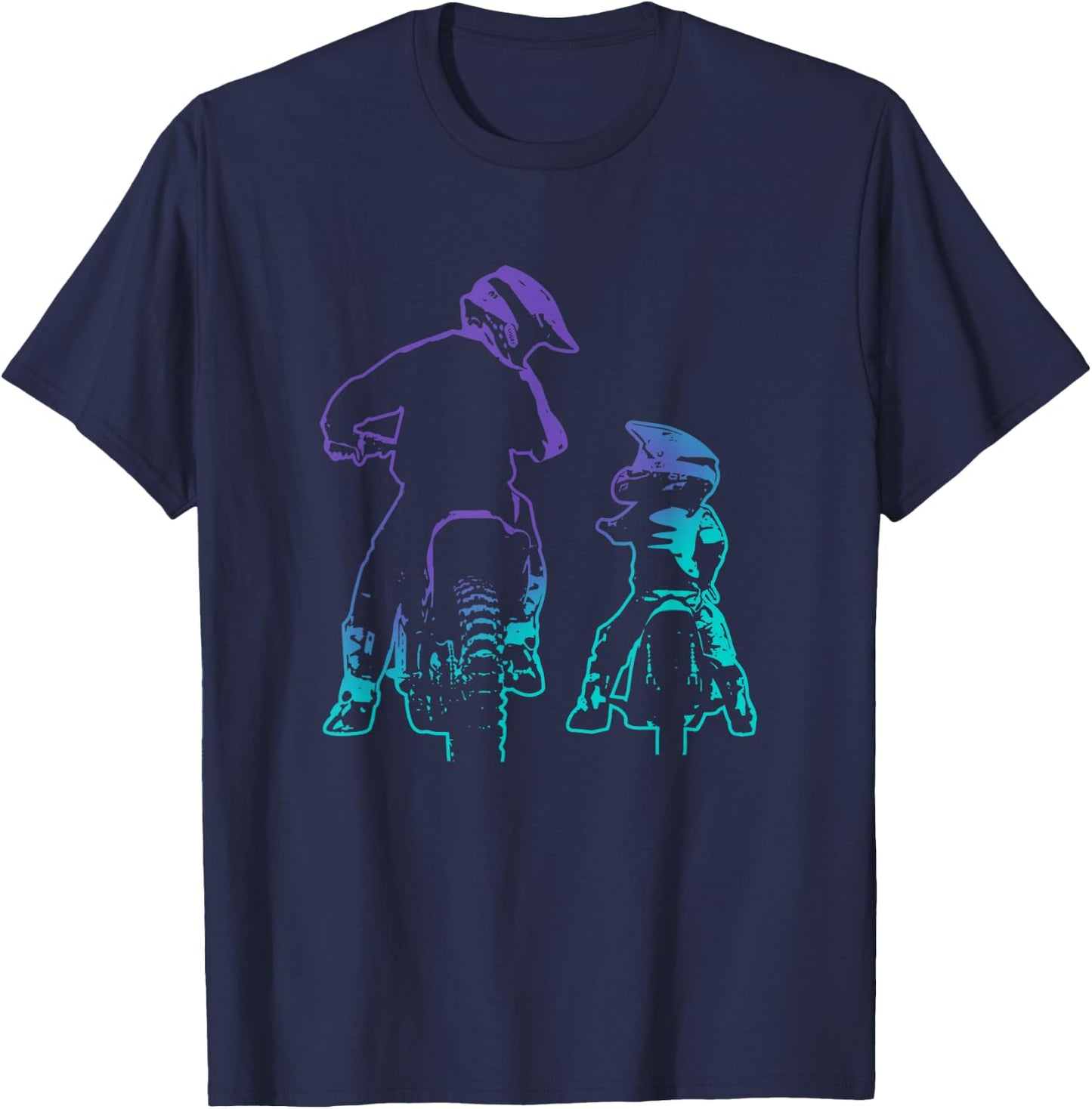 Dirt Bike Dad and Son Motocross Biking T-Shirt - T-Shirt | Navy