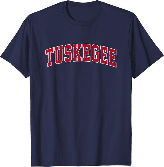 Tuskegee Alabama AL Vintage Sports Design Red Design T-Shirt - T-Shirt | Navy