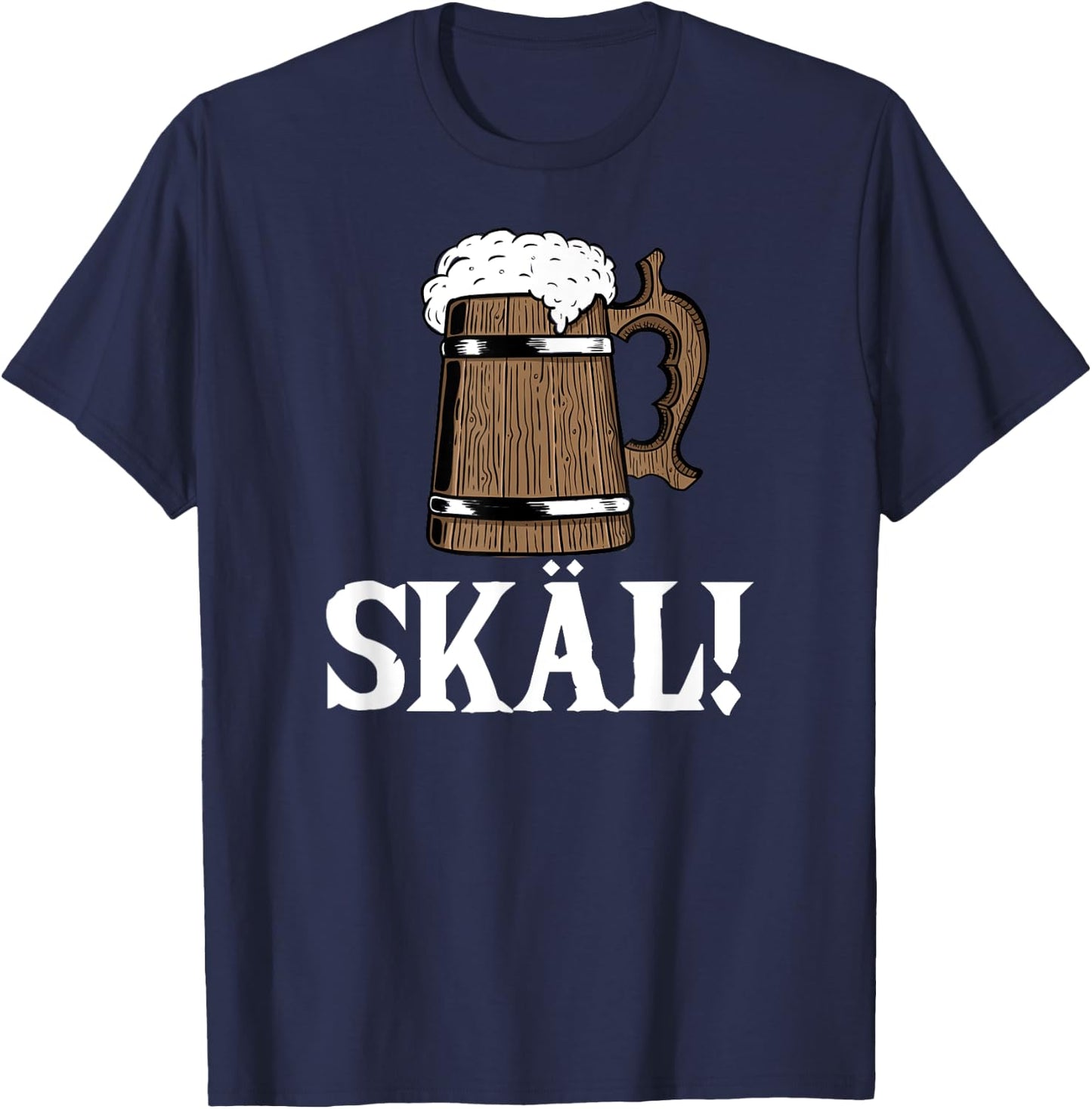 Skäl Wooden Beer Mug Viking T-Shirt - T-Shirt | Navy