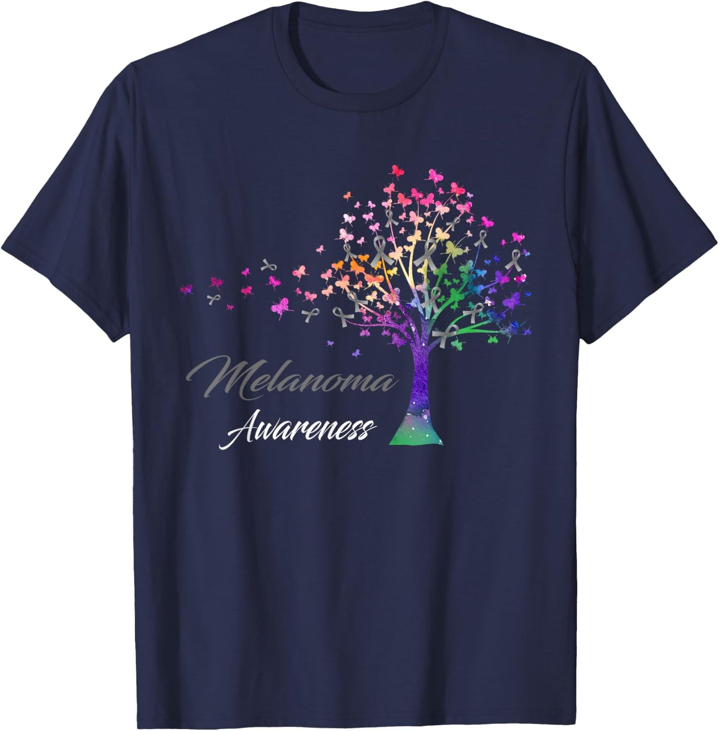 Tree Ribbon Melanoma Awareness T-Shirt - T-Shirt | Navy