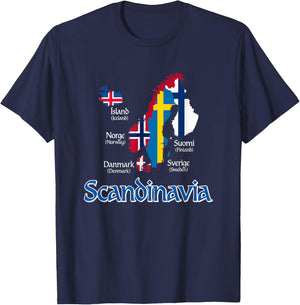 Scandinavia Flags Map T-Shirt - T-Shirt | Navy