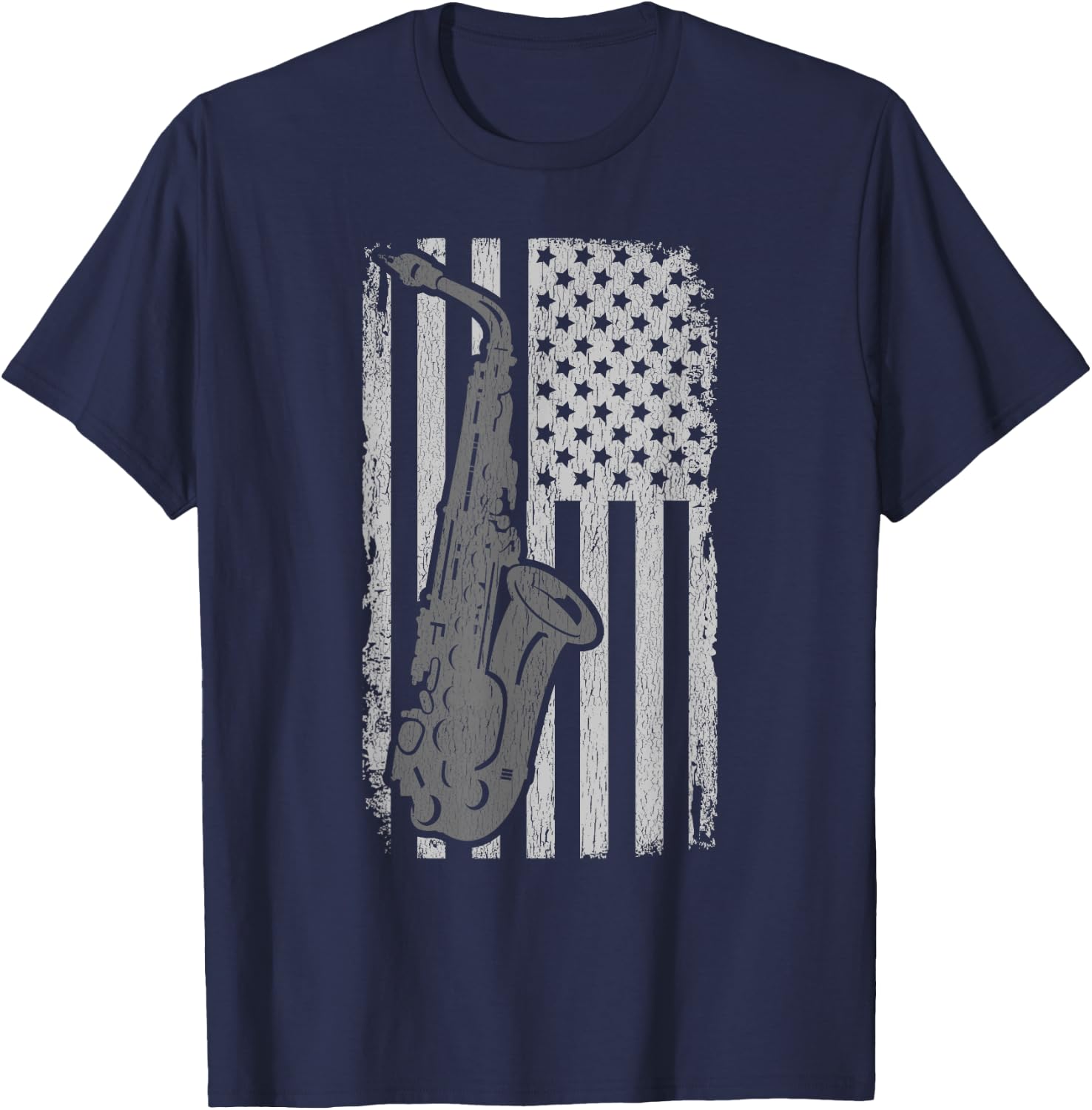 Vintage American Flag Saxophone Funny Sax Music Player Gifts Women Kids Men T-Shirt - T-Shirt | Navy