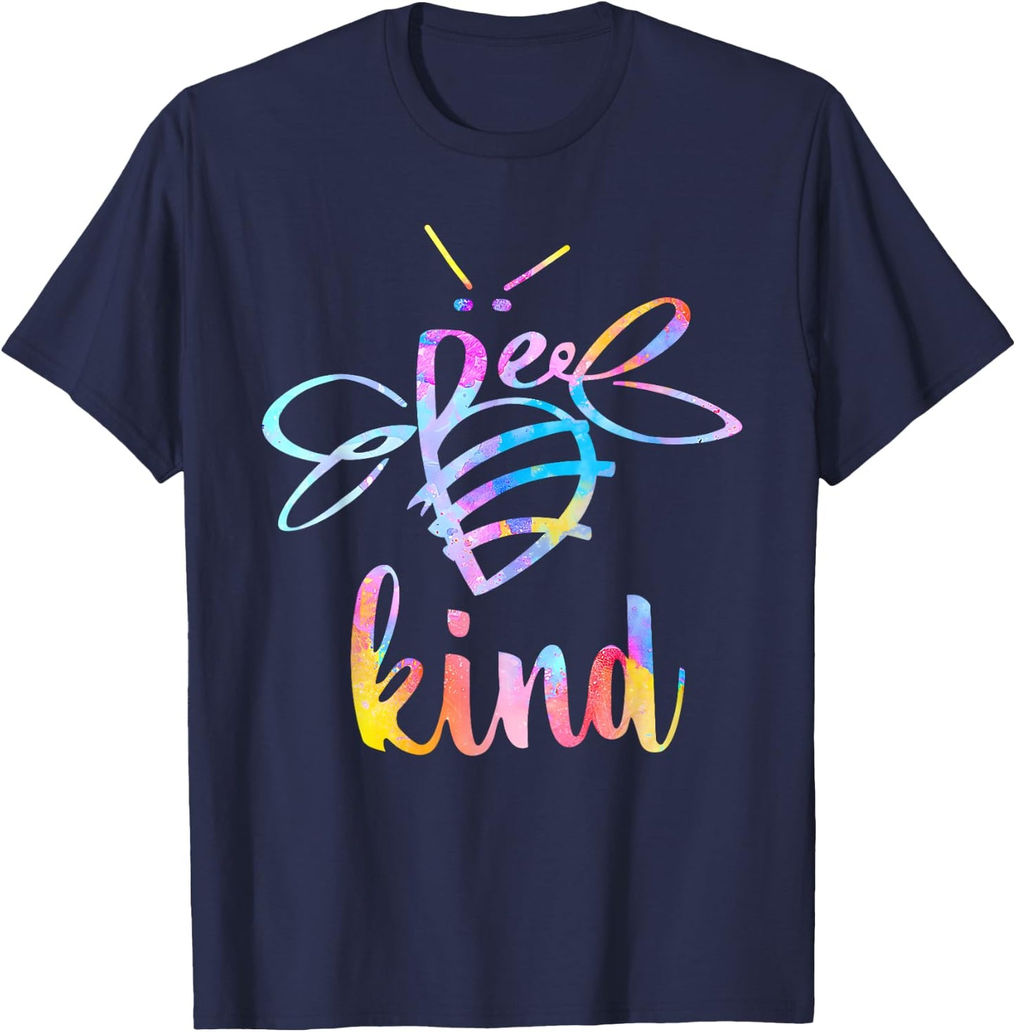 Bee Kind Tie Dye Be Groovy Kind Kindness Positive Teacher Men Women Kids T-Shirt - T-Shirt | Navy