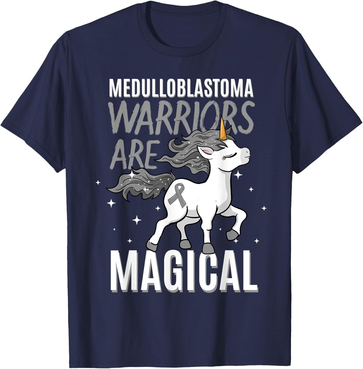 Warriors Are Magical Medulloblastoma Brain Cancer Awareness T-Shirt - T-Shirt | Navy