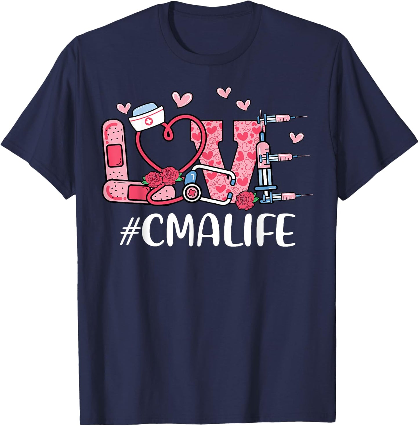CMA Certified Medical Assistant Love Valentines Day Women T-Shirt - T-Shirt | Navy