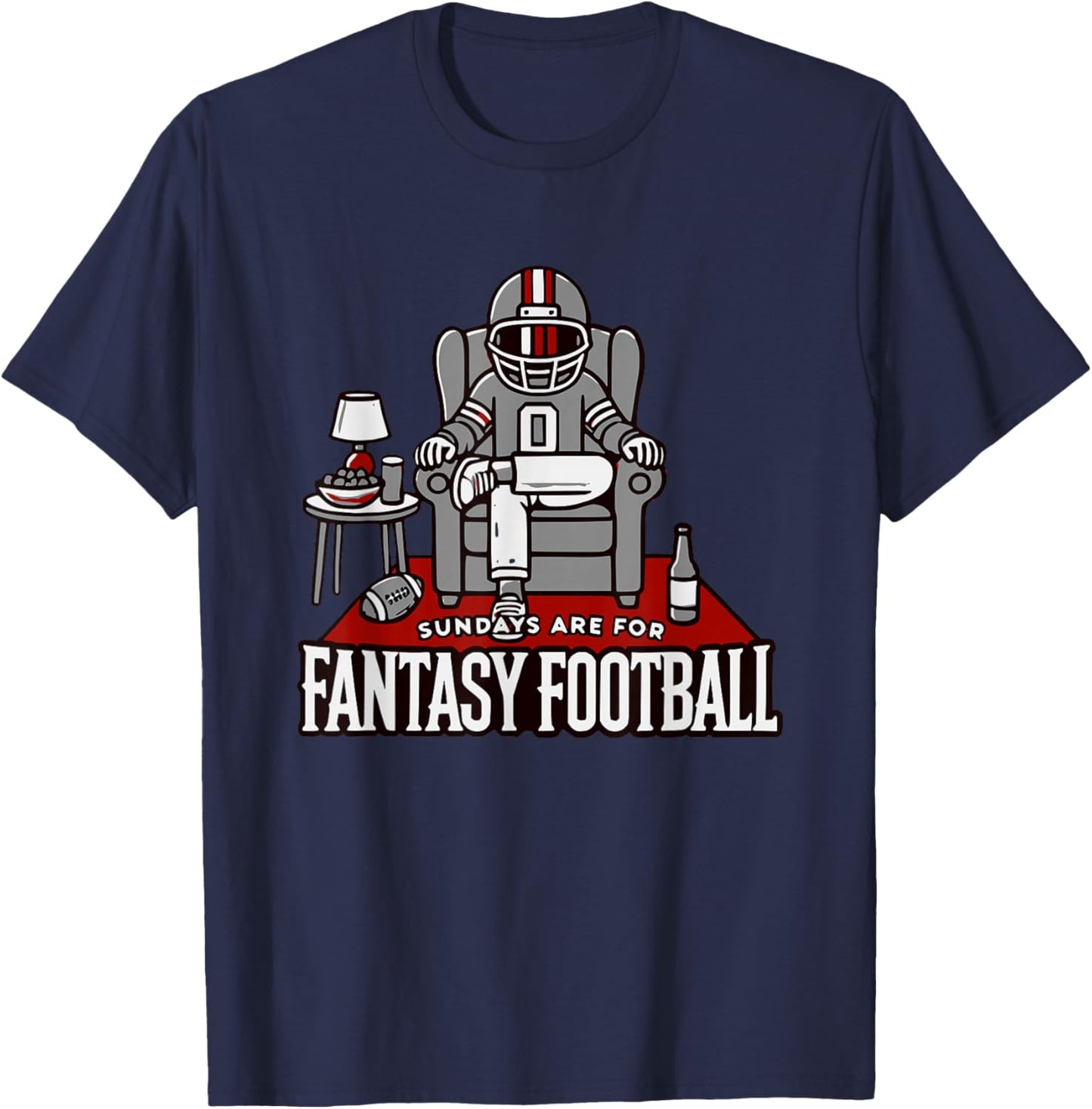 Funny Sundays for Fantasy Football Party Fans T-Shirt - T-Shirt | Navy