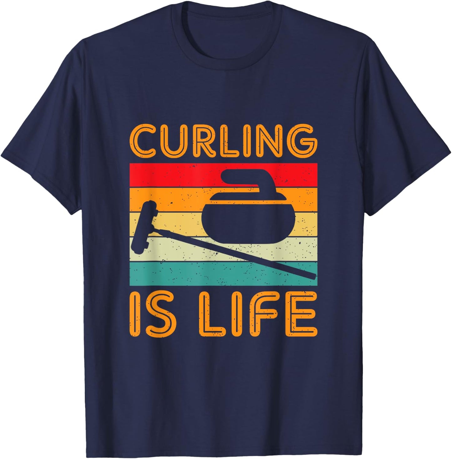 Curling Is Life Winter Sports Lover Design T-Shirt - T-Shirt | Navy