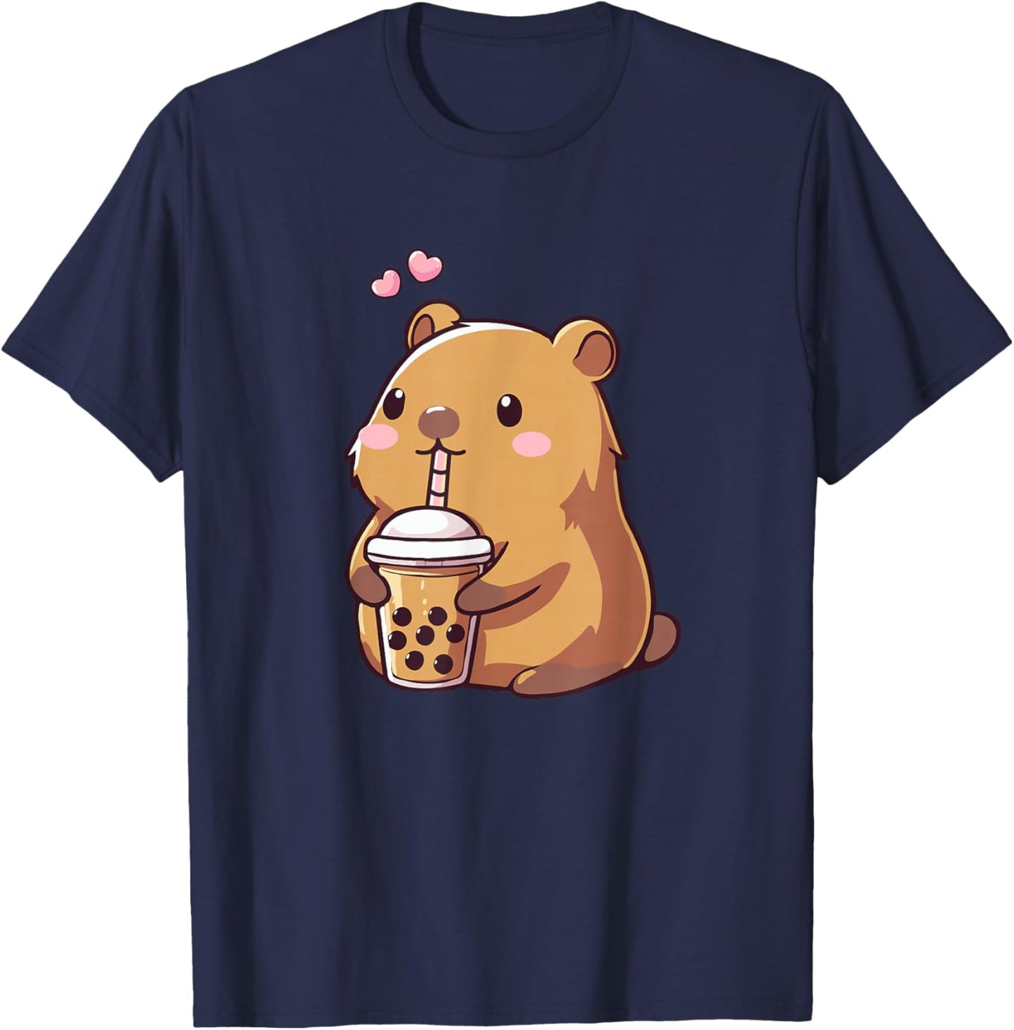 Capybara Boba Bubble Tea Kids Girls Kids Kawaii Capybara T-Shirt - T-Shirt | Navy
