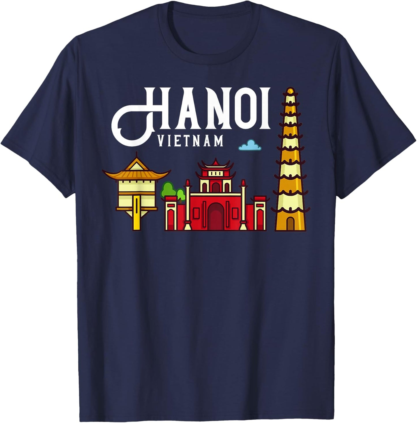 Hanoi Vietnam City Skyline Map Travel T-Shirt - T-Shirt | Navy