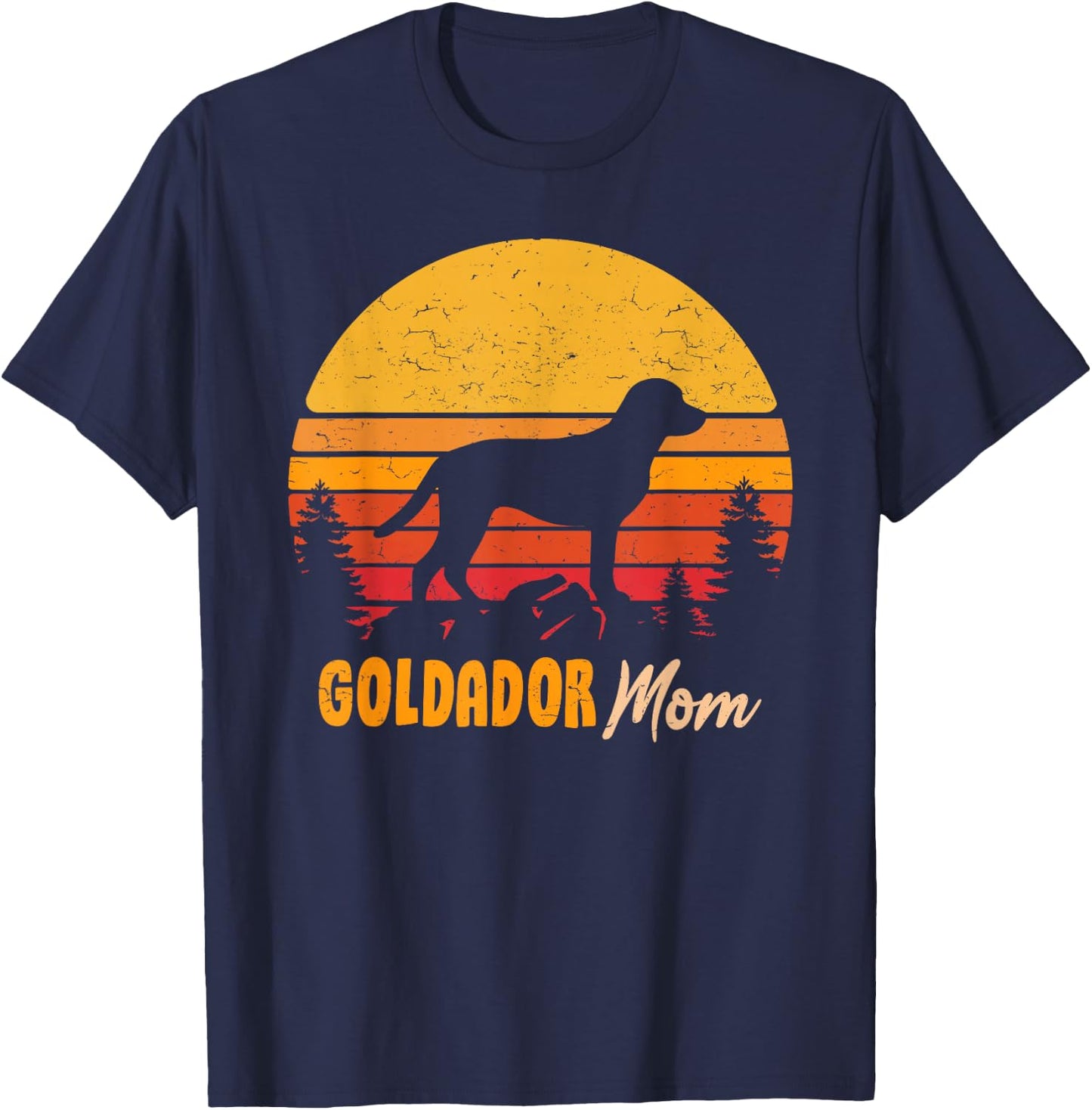 Goldador Mom Mom Vintage Retro Dog Woman Gift T-Shirt - T-Shirt | Navy