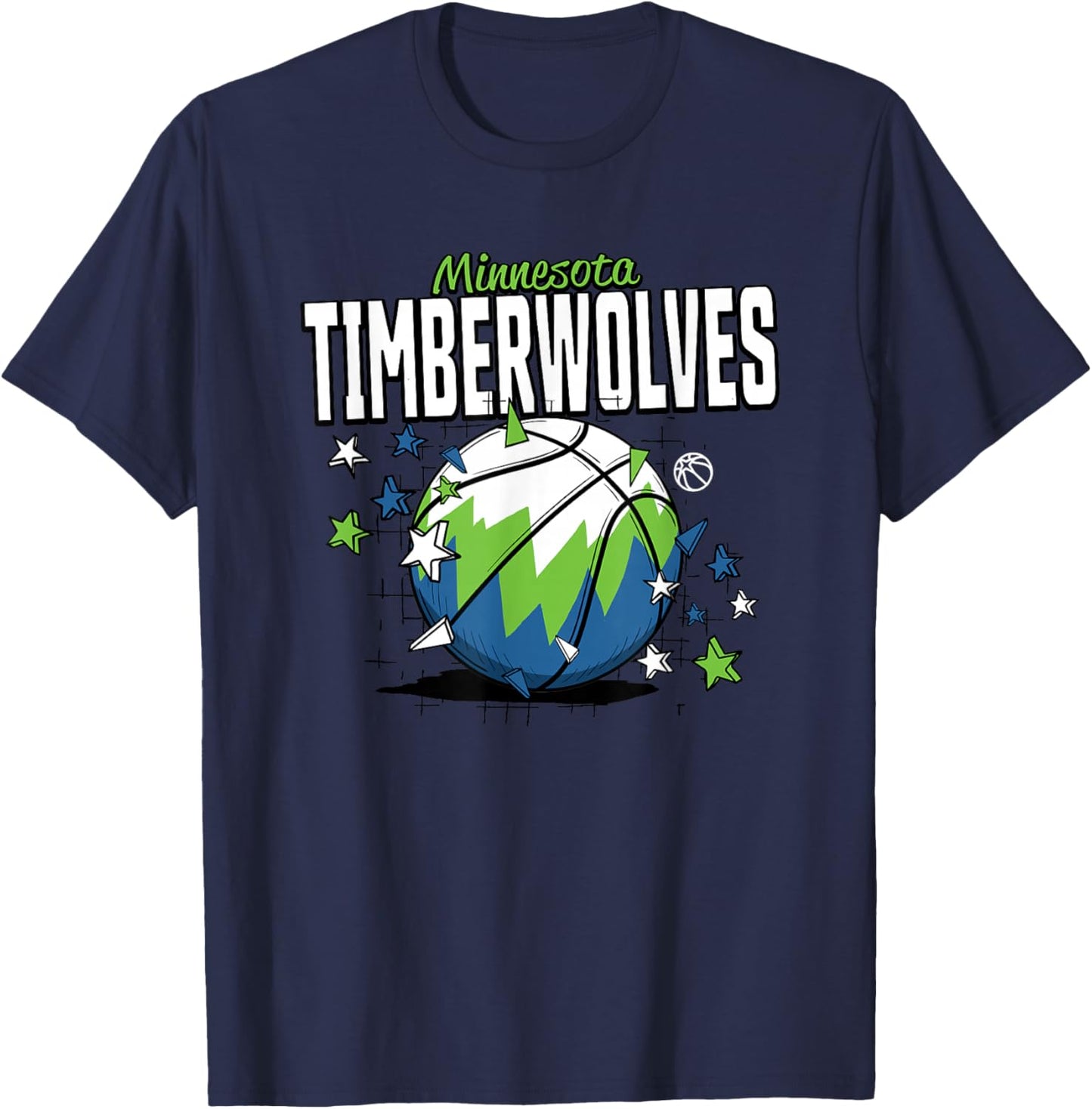 NBA Minnesota Timberwolves Basketball Doodle Stars T-Shirt - T-Shirt | Navy
