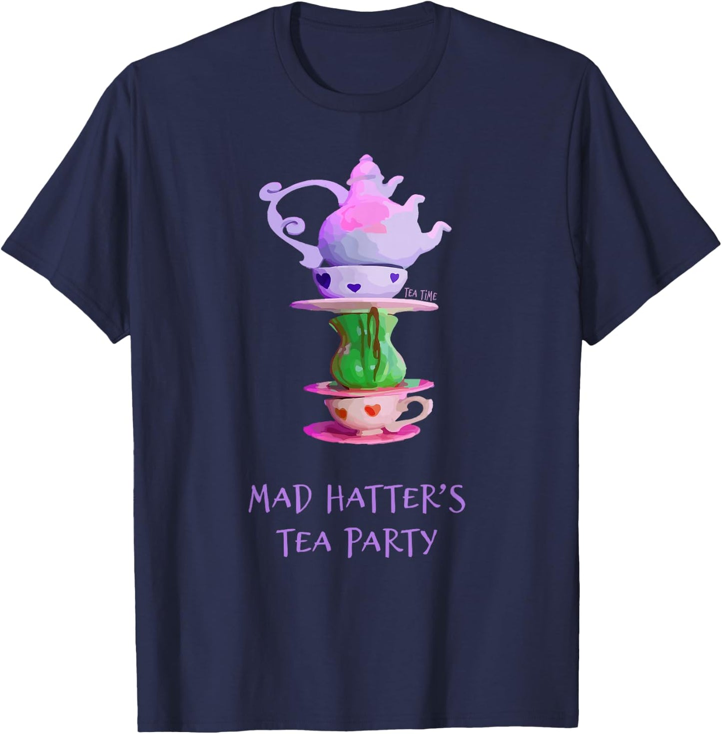 Mad Hatter's Tea Party - Alice in Wonderland T-Shirt - T-Shirt | Navy