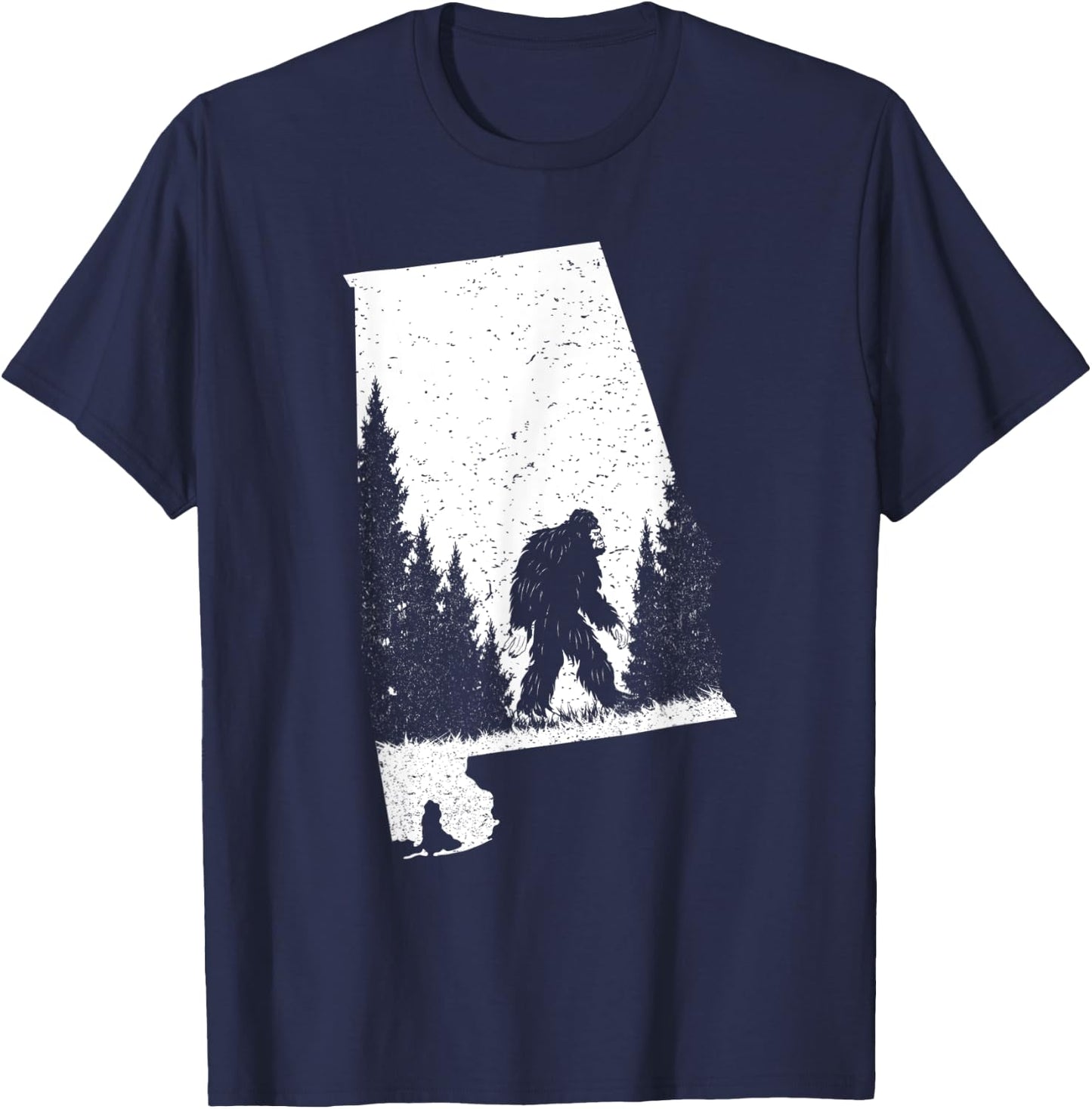 Alabama Bigfoot Pride Flag Sasquatch Silhouette State Pride T-Shirt - T-Shirt | Navy