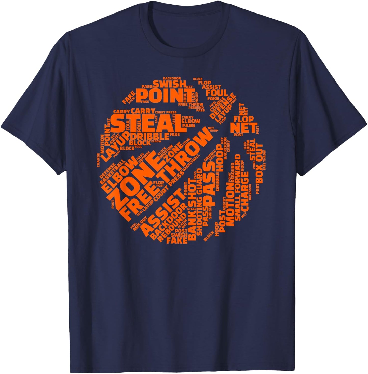 Basketball Terms Motivational Word Cloud for Ball Player T-Shirt - T-Shirt | Navy