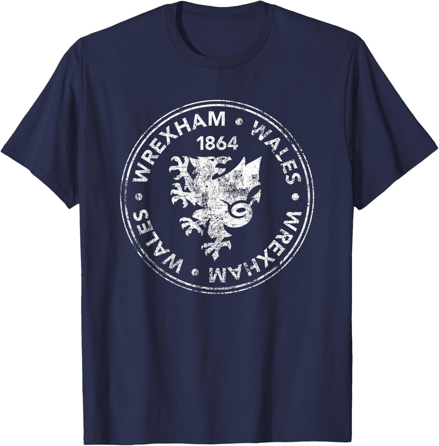 Wrexham Wales 1864 Distressed T-Shirt - T-Shirt | Navy