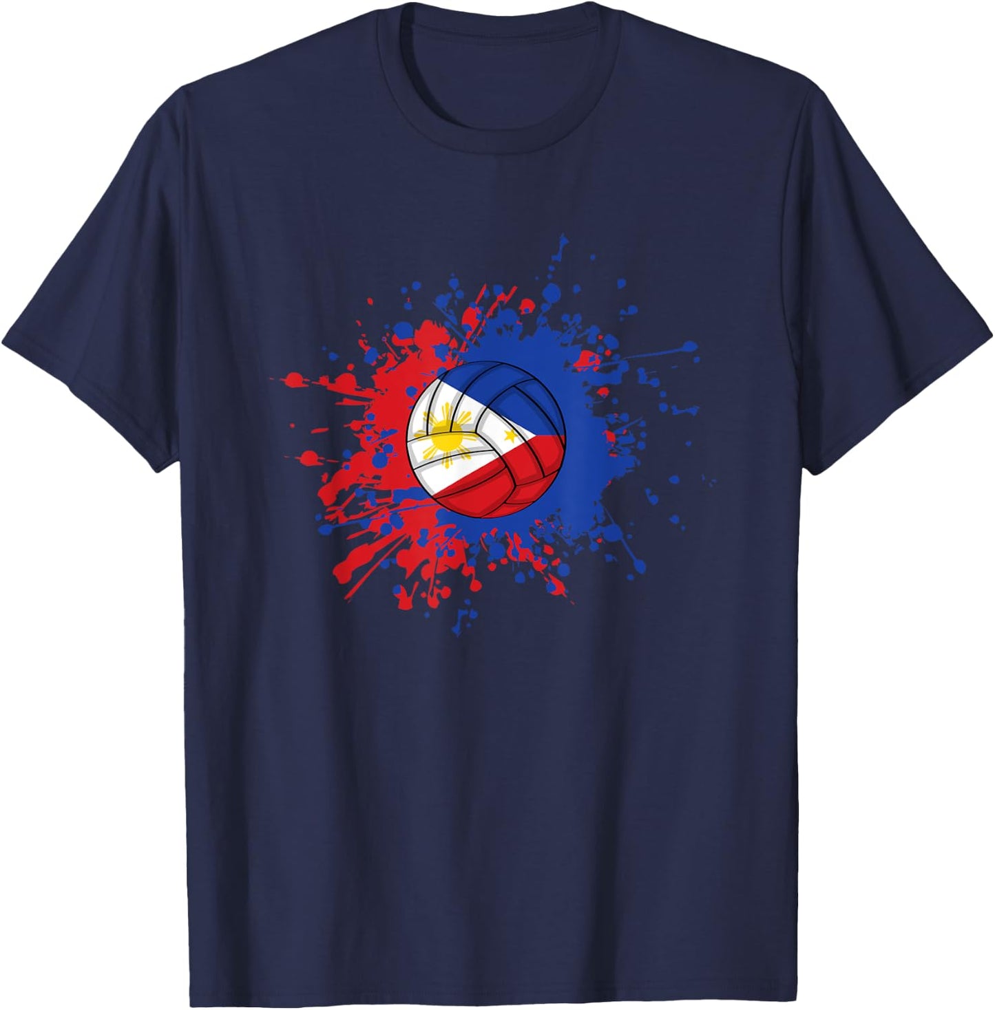 Philippine Volleyball With The Flag Of Philippines T-Shirt - T-Shirt | Navy