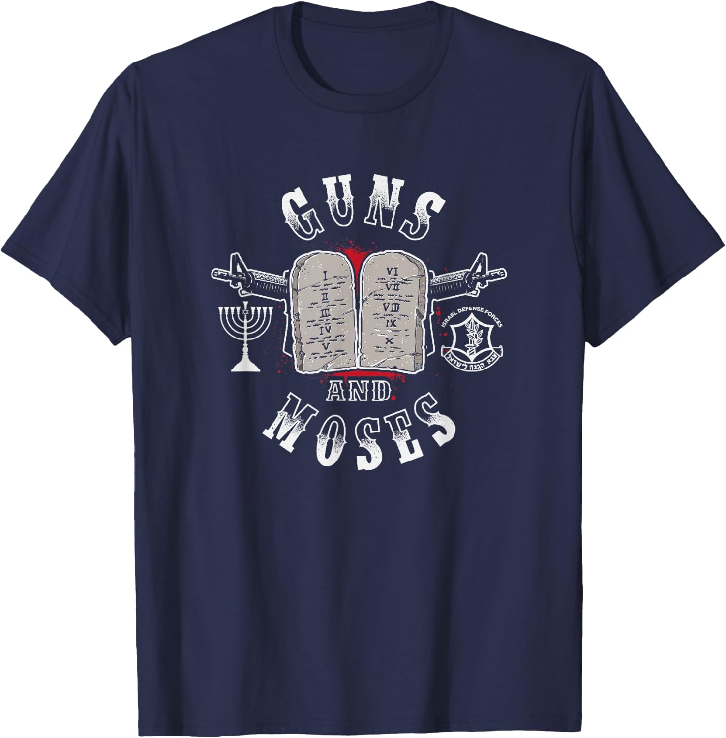 Guns N Moses Israeli Defense Force IDF T-Shirt - T-Shirt | Navy
