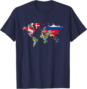 International world flags and world map for children T-Shirt - T-Shirt | Navy