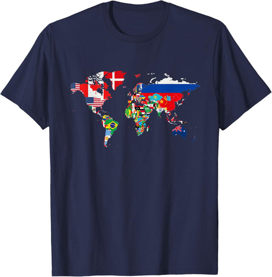 International world flags and world map for children T-Shirt - T-Shirt | Navy