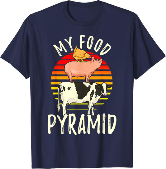 My Food Pyramid Meat Eater Carnivore Diet Food Nutrition Fun T-Shirt - T-Shirt | Navy