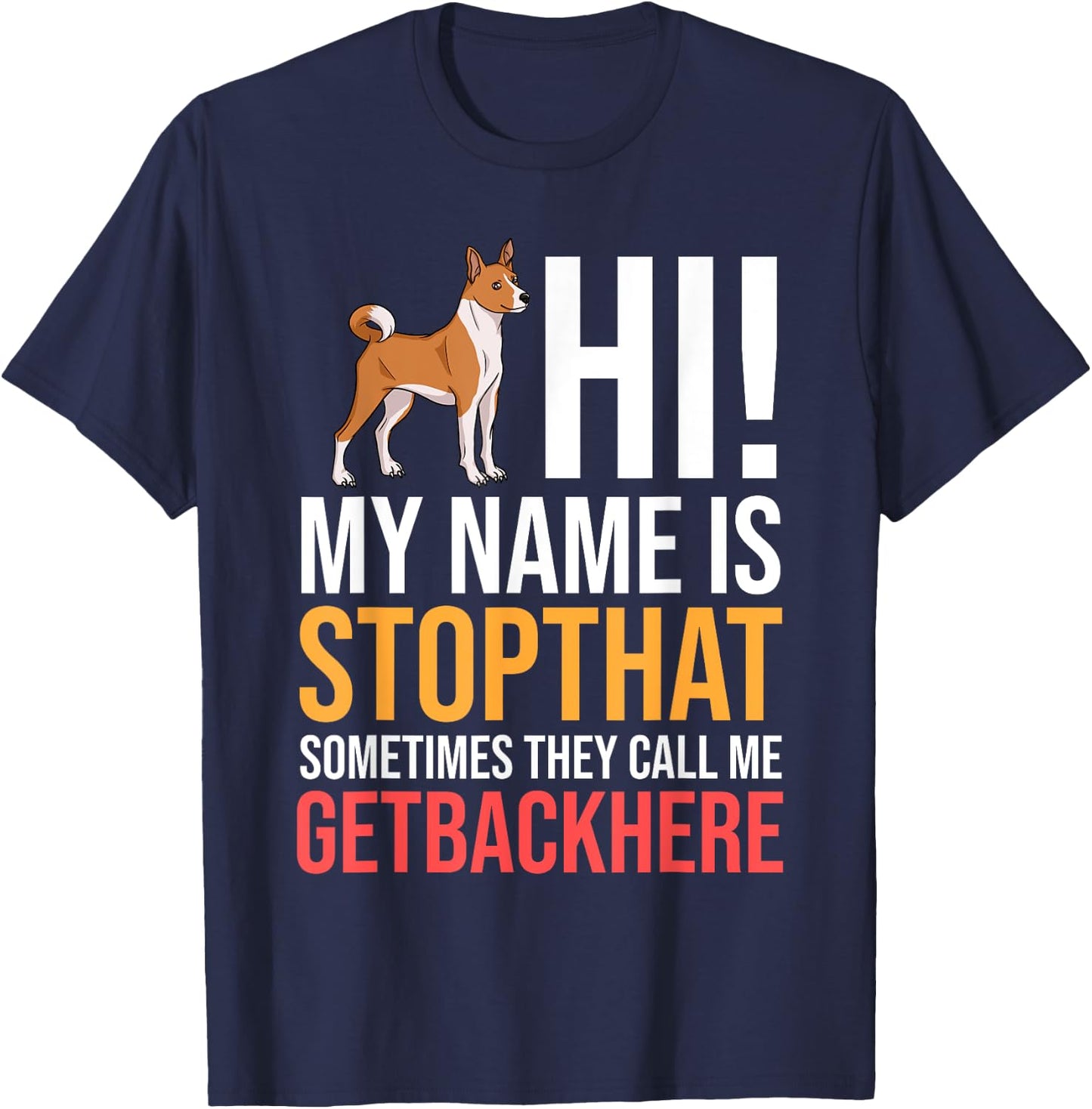 Basenji Dog Puppies Owner Lover Men Women Girls Kids T-Shirt - T-Shirt | Navy