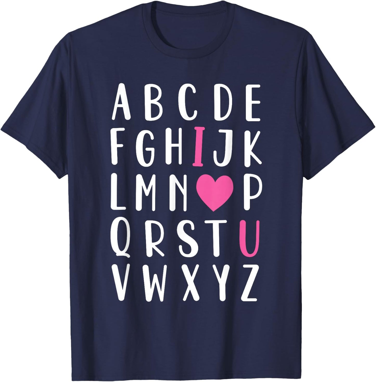 Valentines Day ABC I Love You Alphabet Teacher Girls T-Shirt - T-Shirt | Navy
