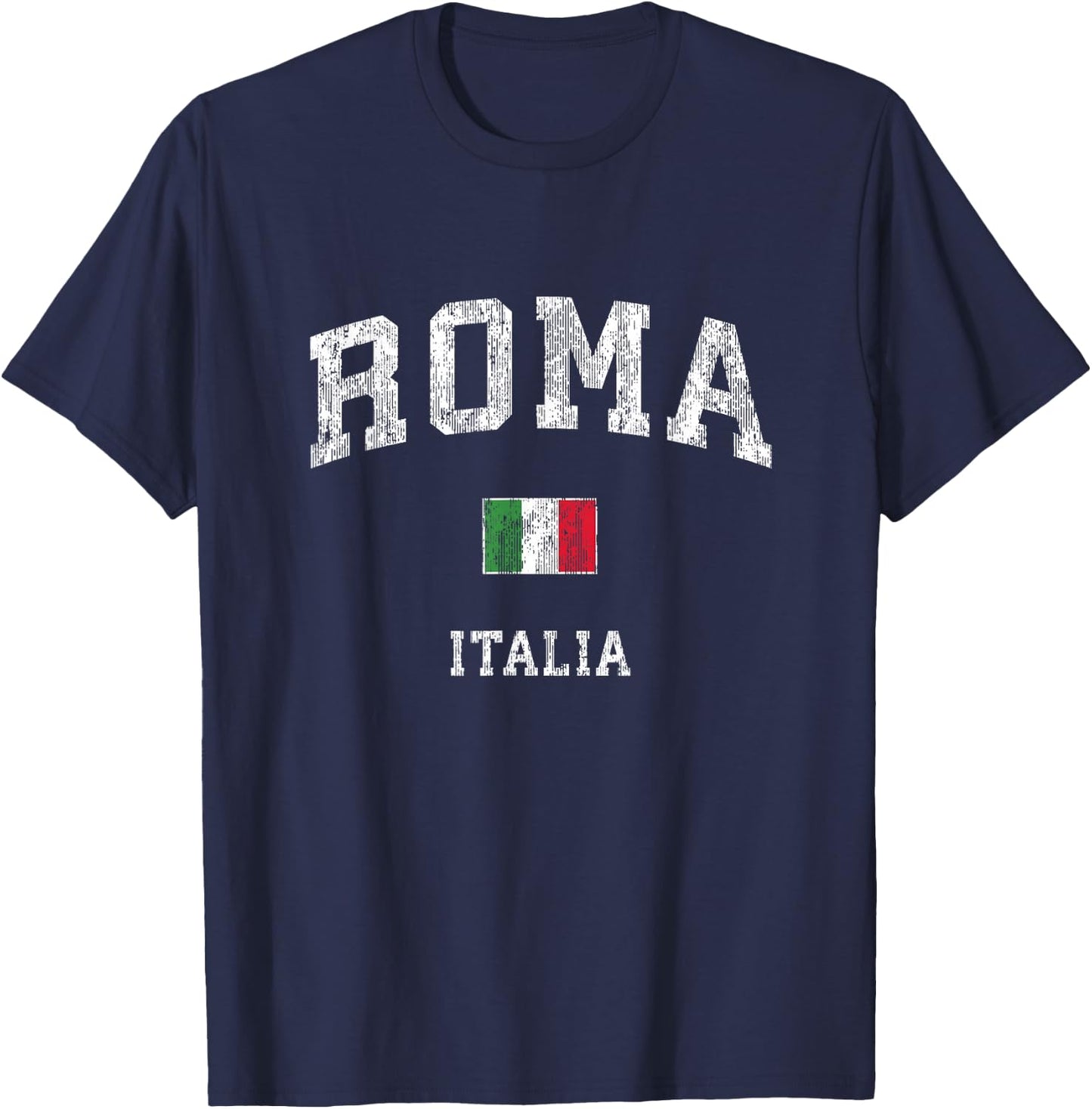 Roma Italia Rome Italy Vintage Athletic Sports Design T-Shirt - T-Shirt | Navy