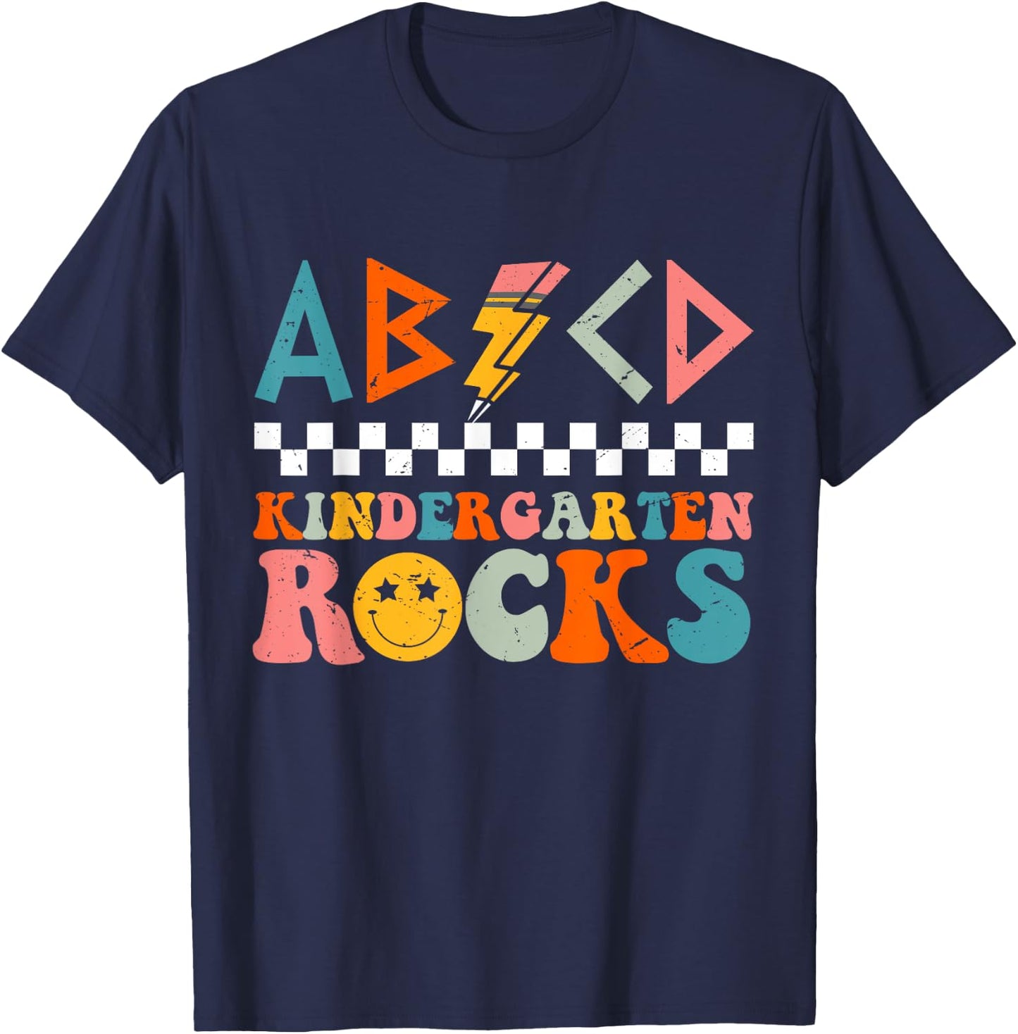 ABCD Kindergarten Rocks Back To School Teacher Kindergarten T-Shirt - T-Shirt | Navy