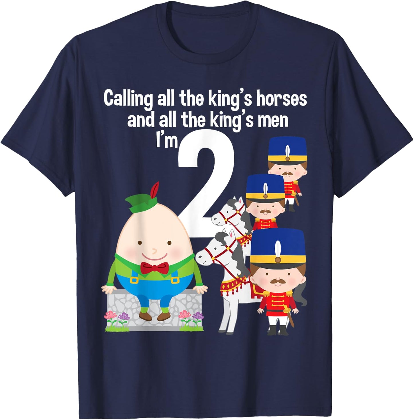 Toddler Kids Humpty Dumpty 2nd Birthday Party Nursery Song T-Shirt - T-Shirt | Navy