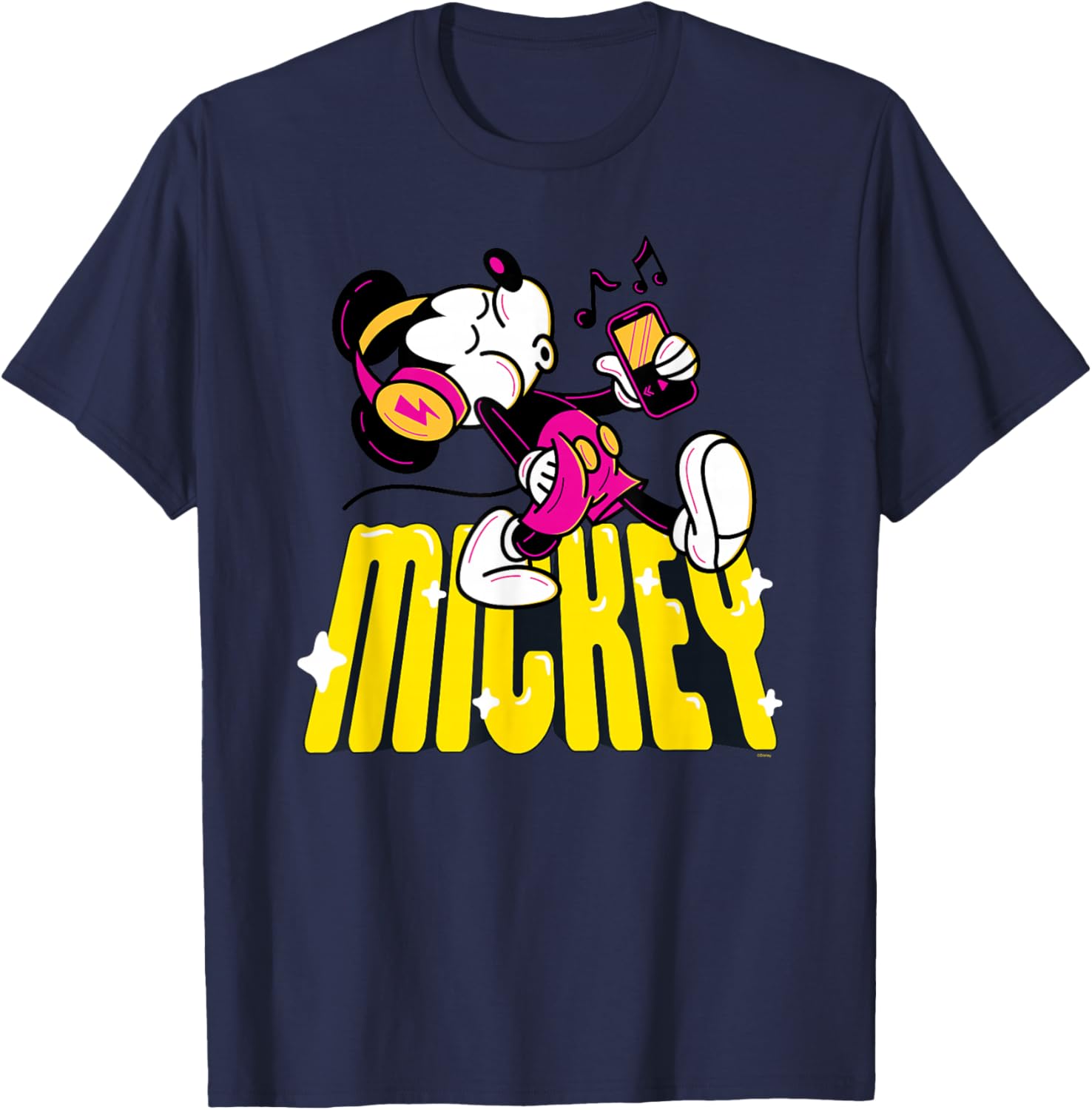 Disney Mickey Mouse Retro Whistling Music Super Cool Stroll T-Shirt - T-Shirt | Navy
