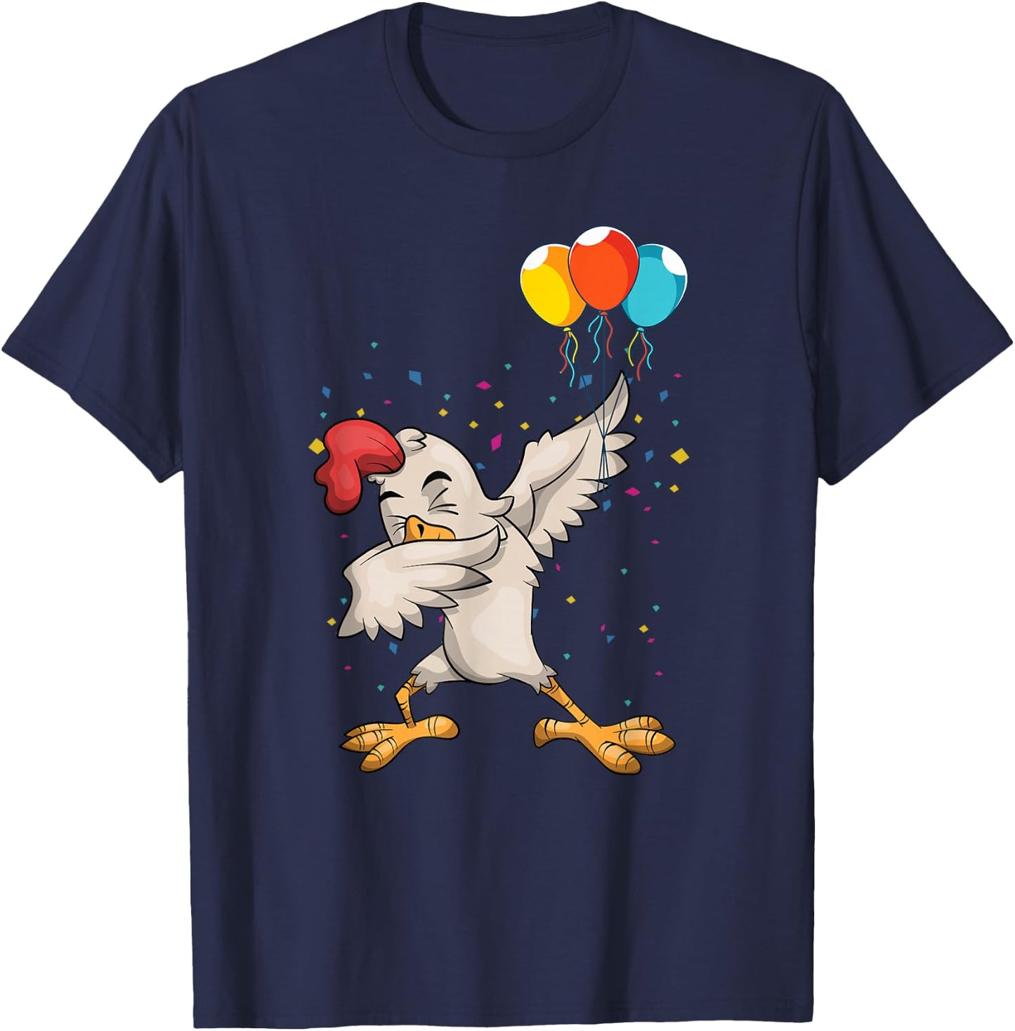 Kids Birthday Party Balloon Funny Farm Bird Dabbing Chicken T-Shirt - T-Shirt | Navy