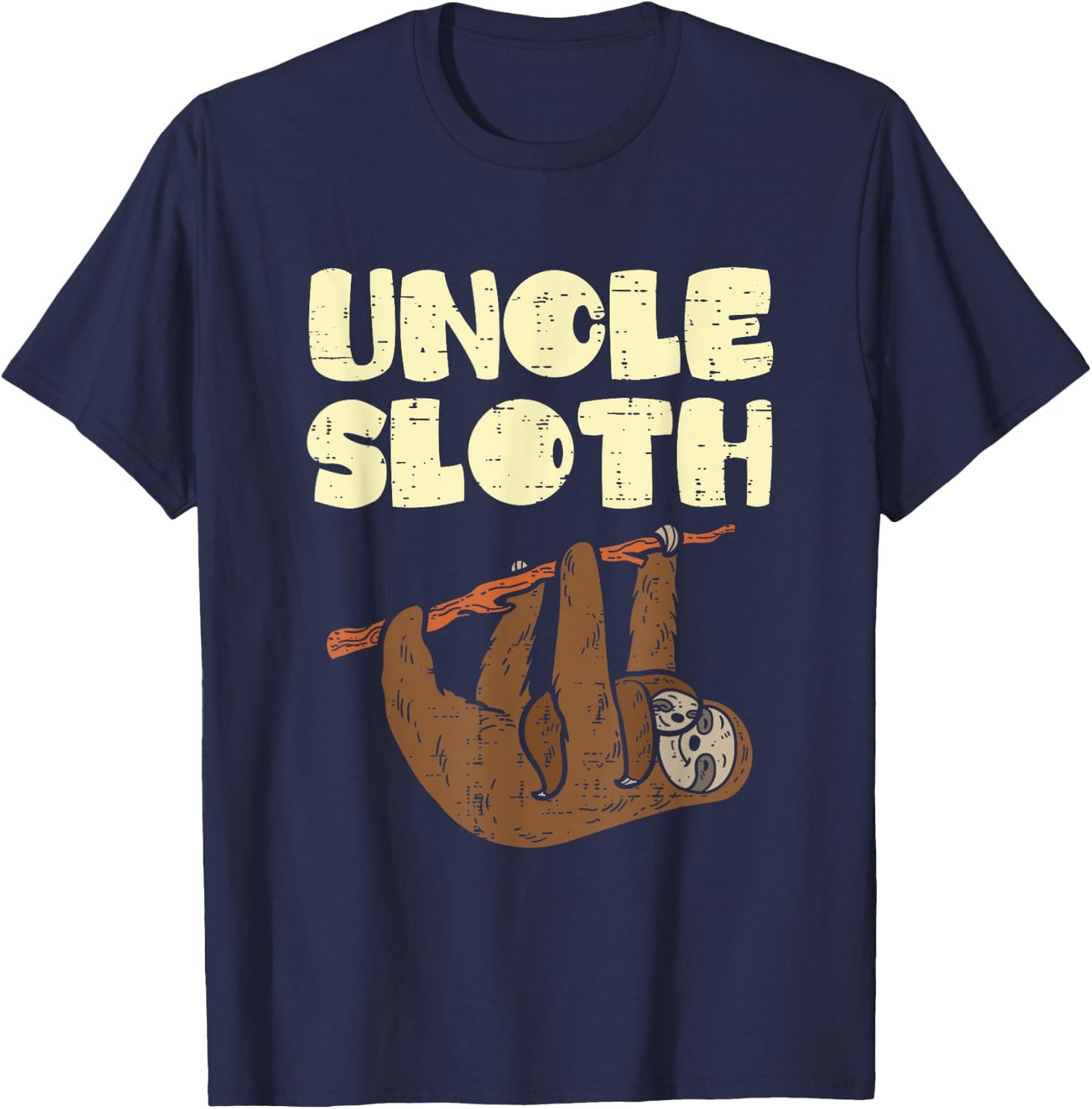 Uncle Sloth Funny Father's Day Animal Lover T-Shirt - T-Shirt | Navy