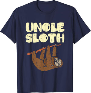 Uncle Sloth Funny Father's Day Animal Lover T-Shirt - T-Shirt | Navy