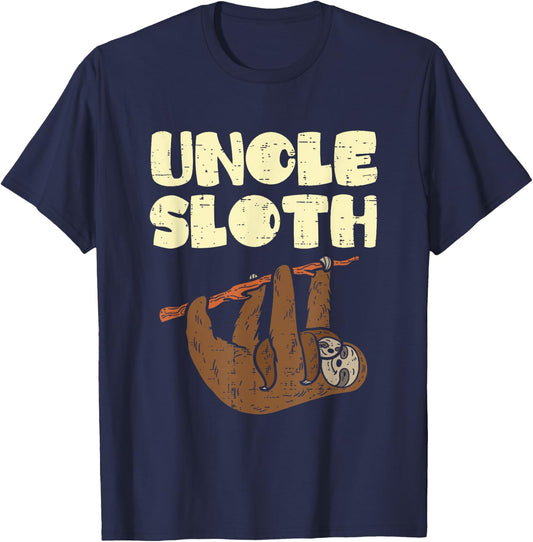 Uncle Sloth Funny Father's Day Animal Lover T-Shirt - T-Shirt | Navy